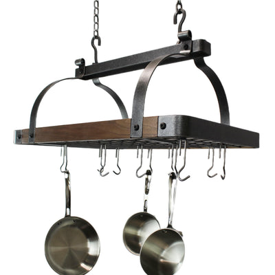 Enclume Signature 30" Rectangle Ceiling Pot Rack in Hammered Steel