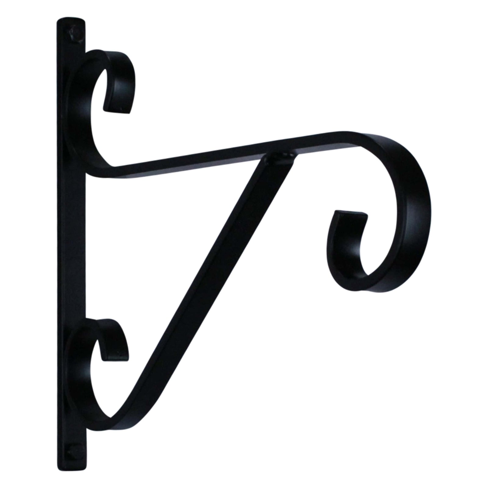 Artisan Decorative Forged Plant Hanger Hook with Ornate Scrolls (Set of 2) Black