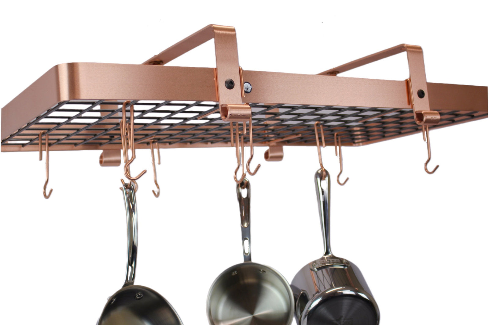 Enclume Ceiling Brushed Copper 37" Low Ceiling Rectangle Pot Rack w/ 18 Hooks