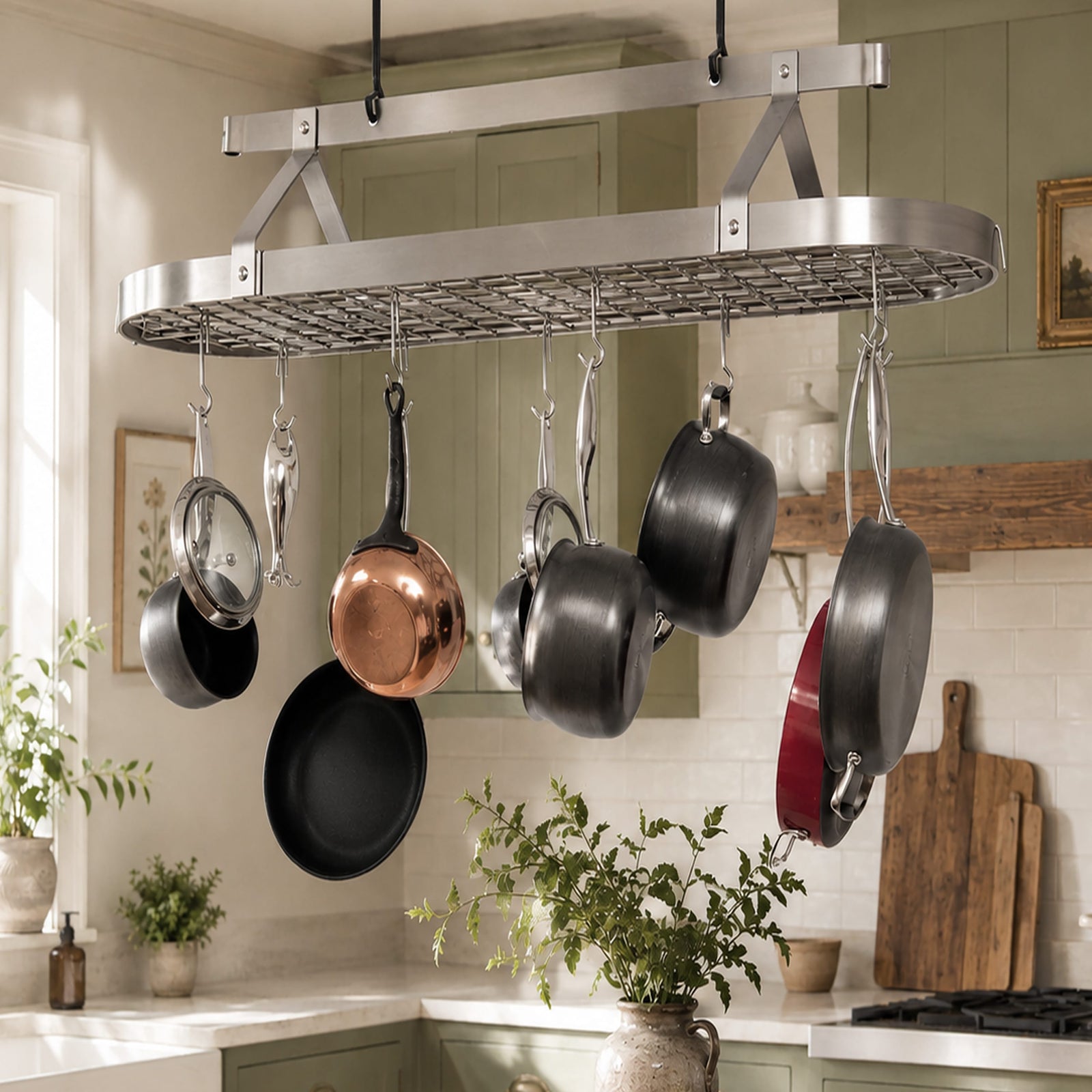 Enclume Ceiling Oval Ceiling Pot Rack w/Hooks