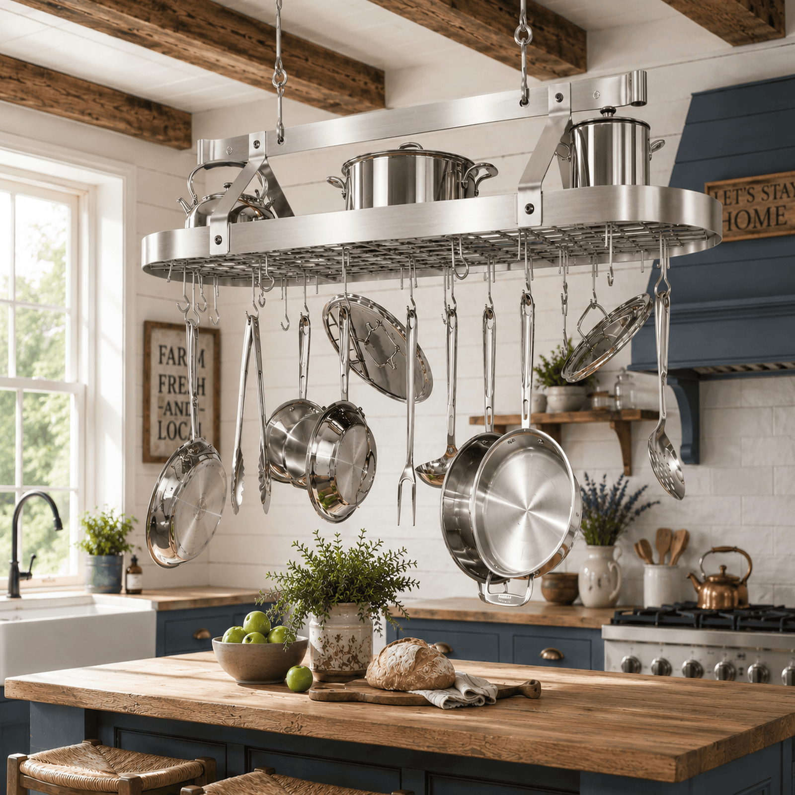 Enclume Ceiling Oval Ceiling Pot Rack w/Hooks