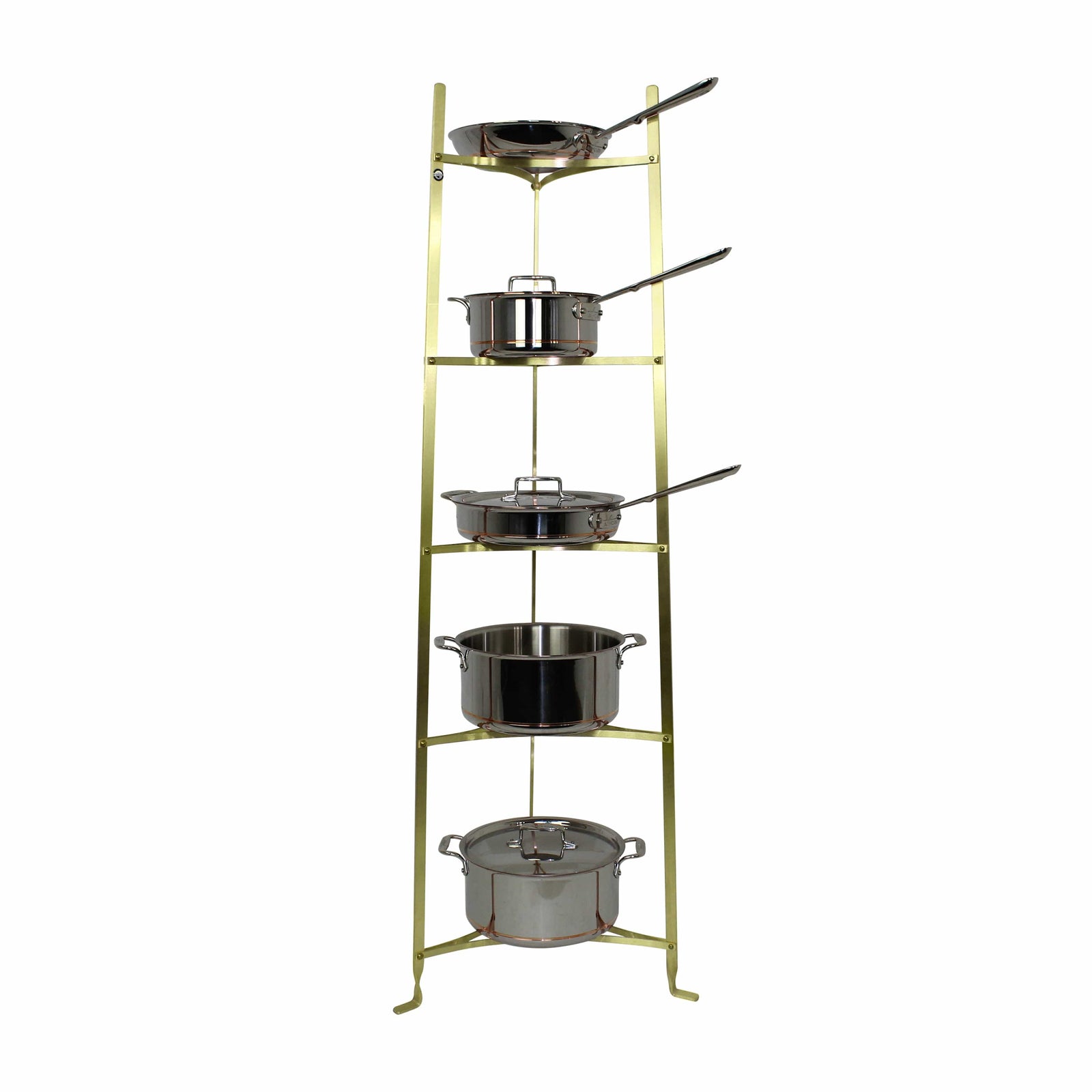 Enclume Design Products Floor 5-Tier Large Classic Cookware Stand, Brass Finish (Assembled)