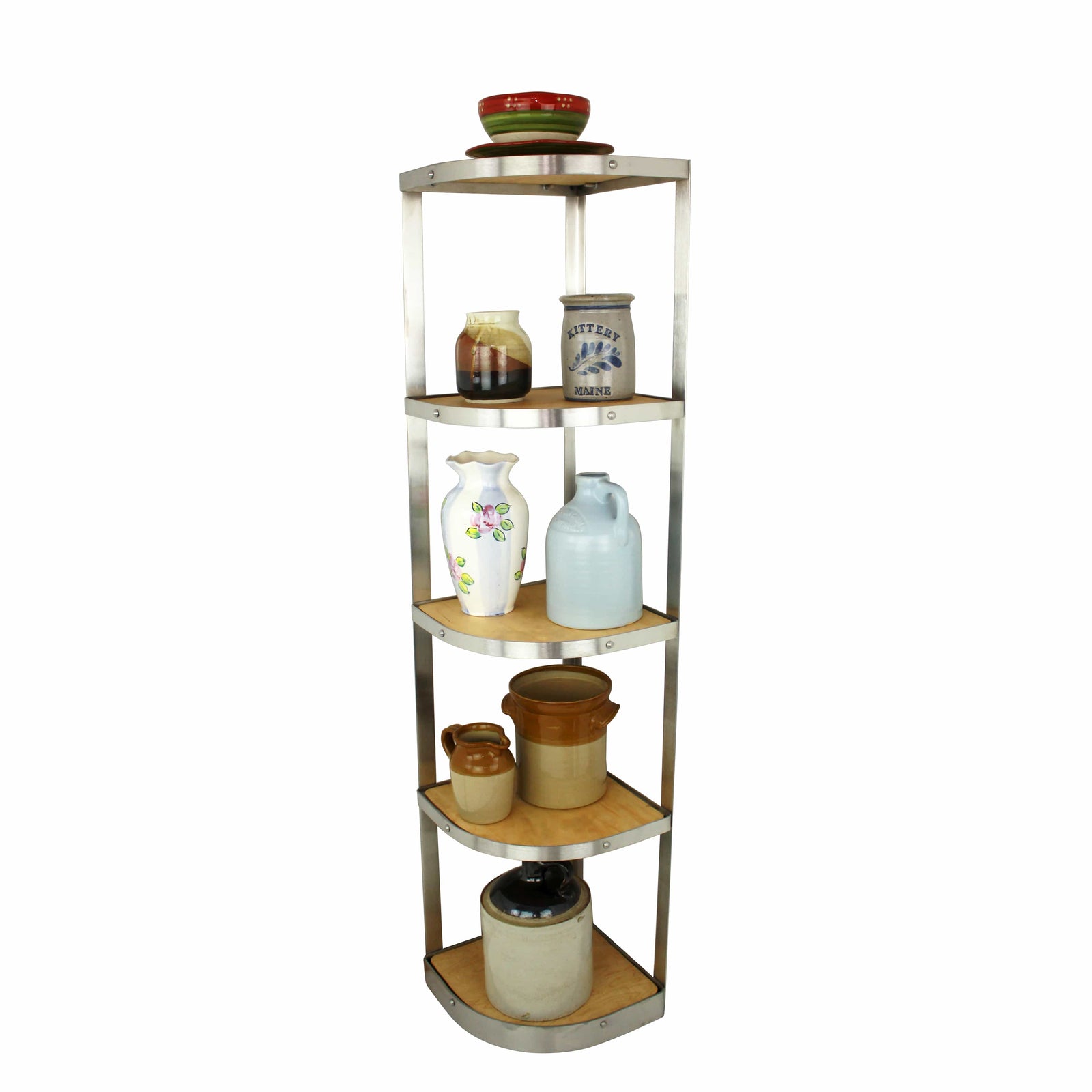 Enclume Design Products Floor Handcrafted 5 Tier Corner Stand Stainless Steel
