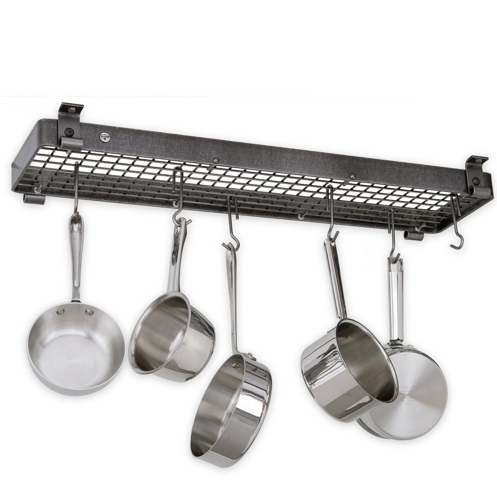 Enclume Design Products Handcrafted 36" Narrow Flush Mounted Ceiling Rack w 12 Hooks, Hammered Steel