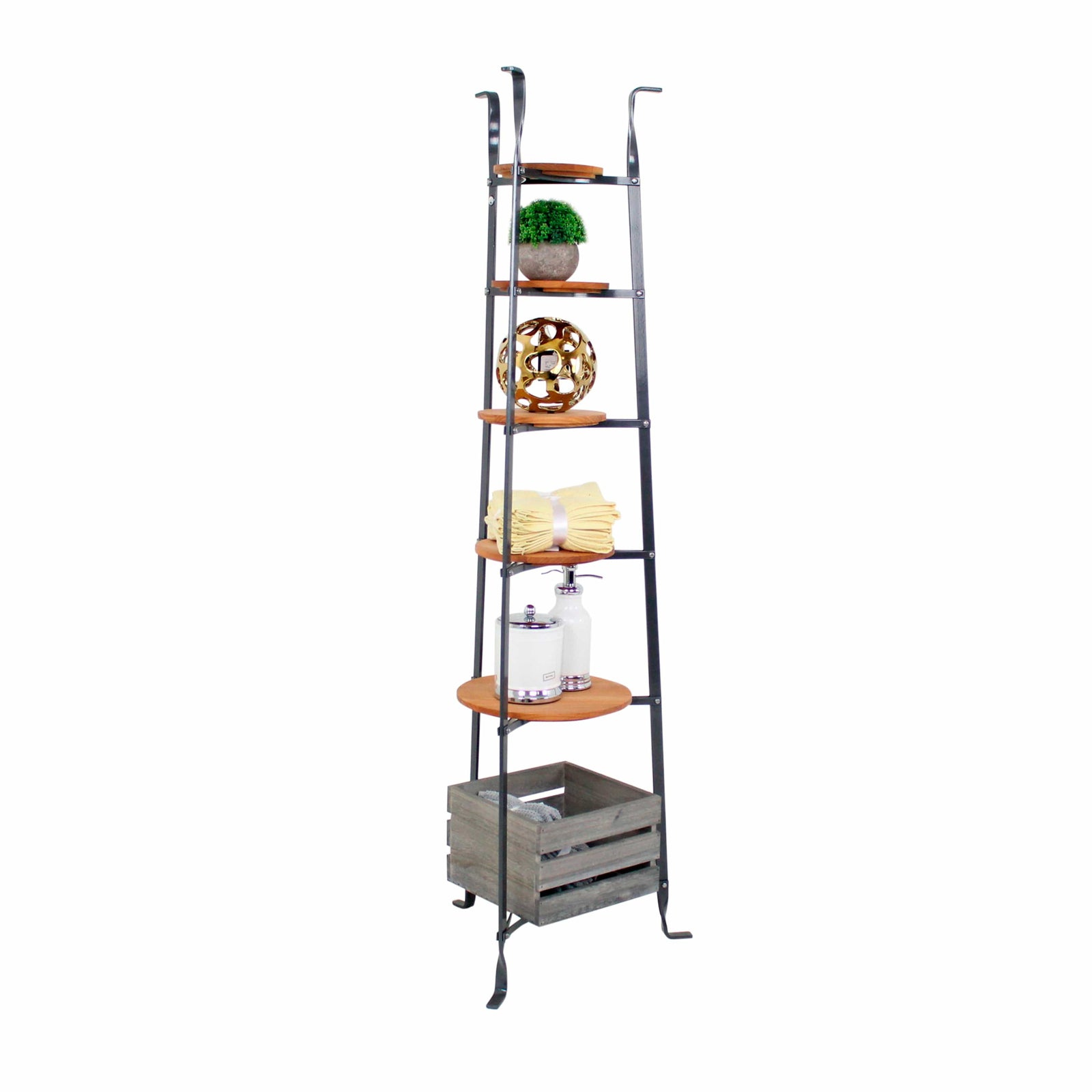 Enclume Floor 6-Tier Gourmet Cookware Stand (Unassembled), Brass & Graphite Finish