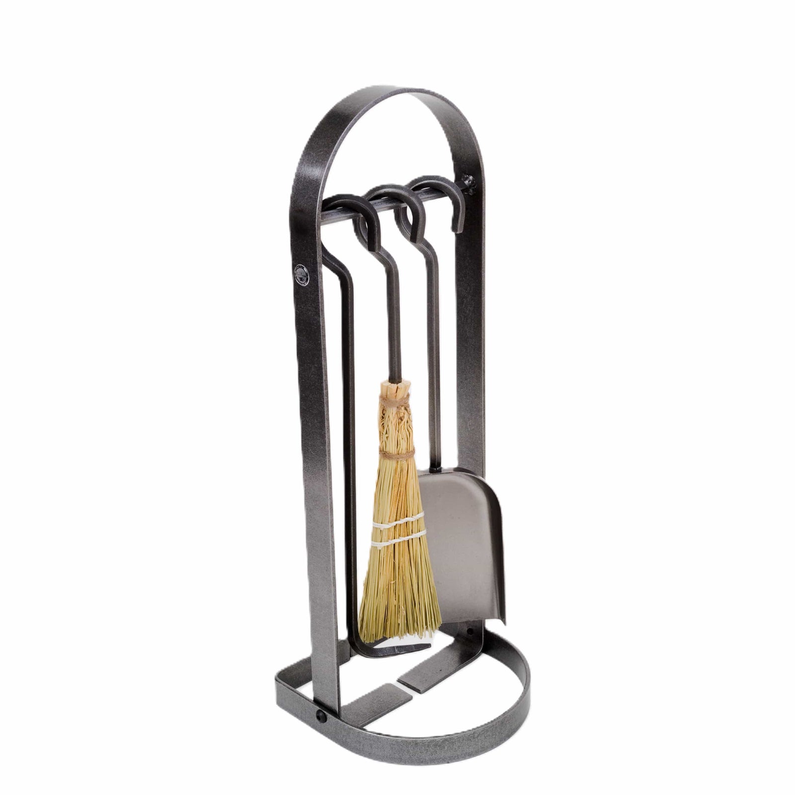 Enclume Floor Arch Fireplace Tool Set Hammered Steel