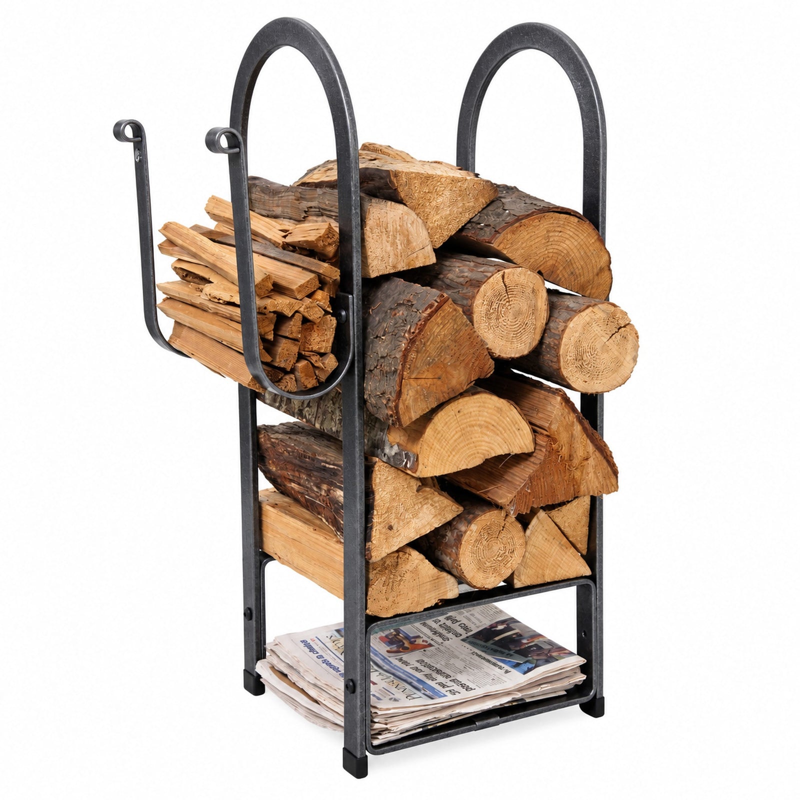 Enclume Floor Fire Center Log Rack Hammered Steel