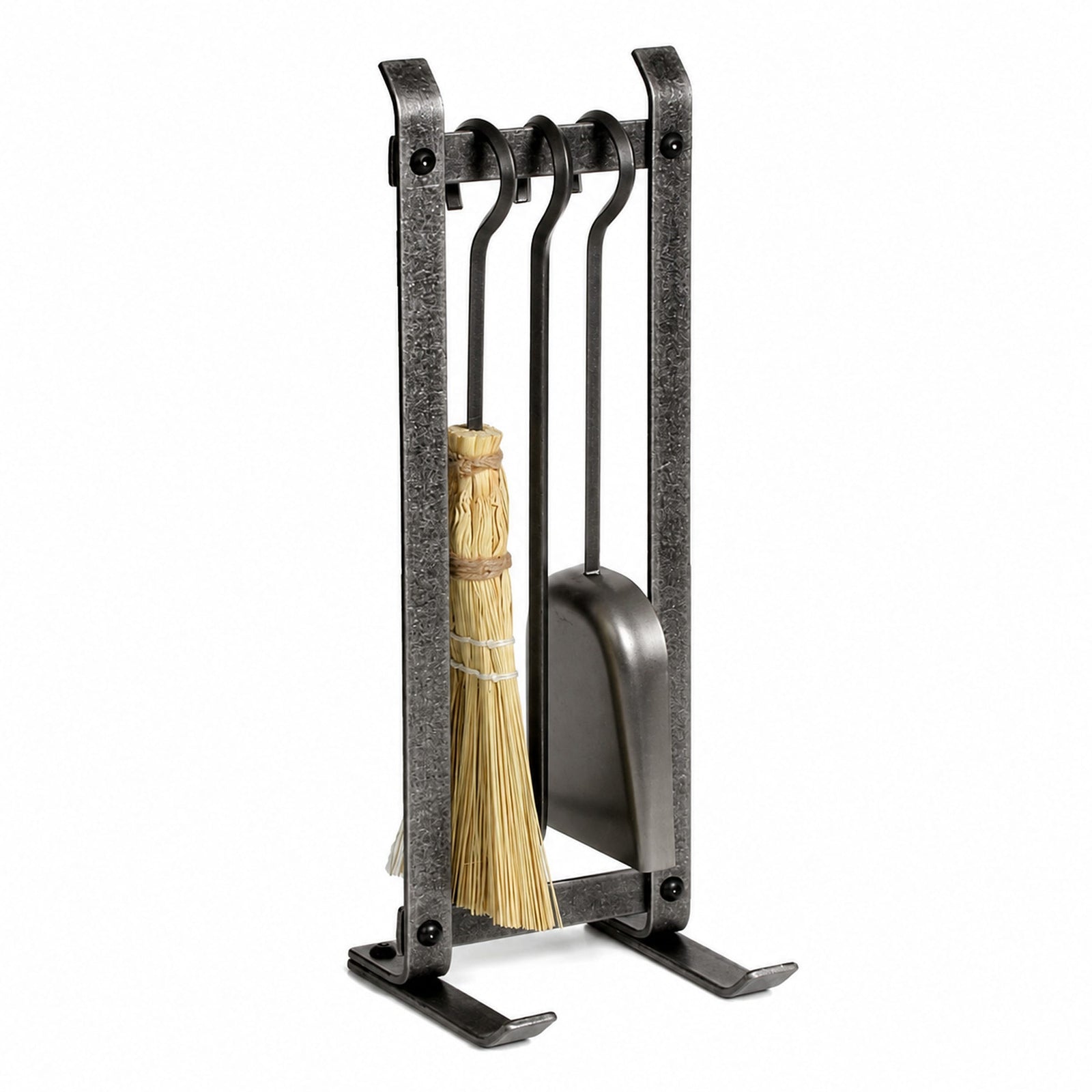 Enclume Floor Hammered Steel Country Home Fireplace Tool Set