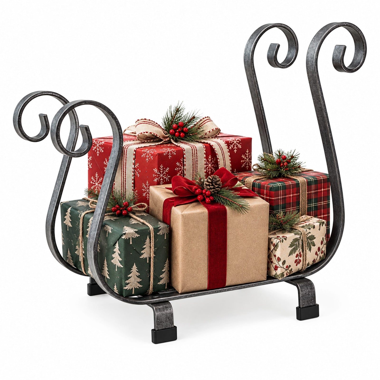 Enclume Floor Hammered Steel Sleigh Fireplace Log Rack