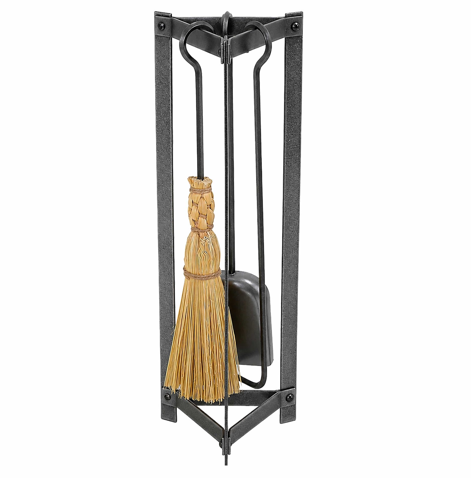 Enclume Floor Hammered Steel Triangle Fireplace Tool Set