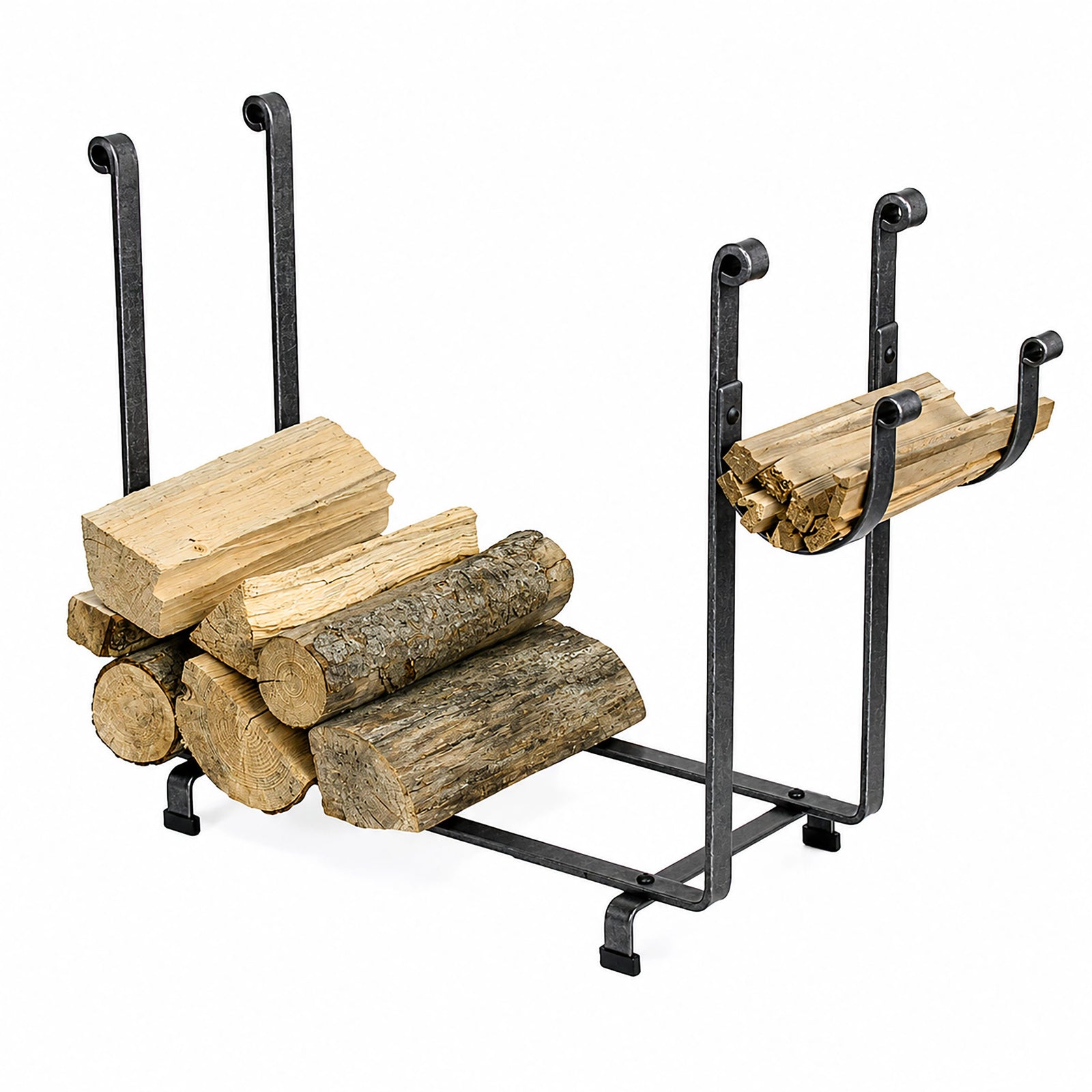 Enclume Floor Large Rectangle Fireplace Log Rack Hammered Steel
