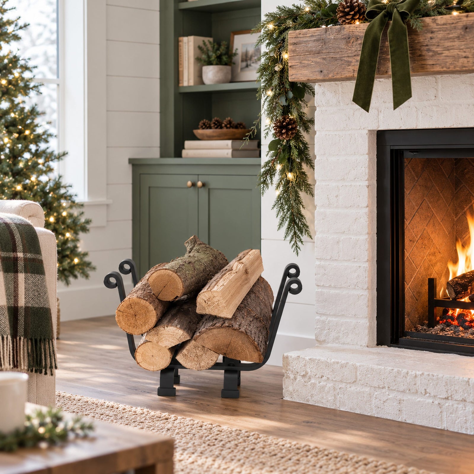 Enclume Floor Premier Indoor/Outdoor Basket Fireplace Log Rack