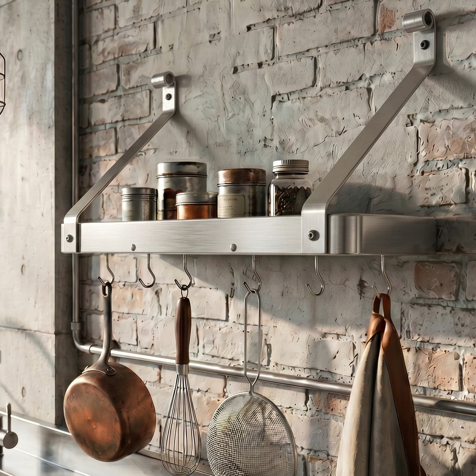 Enclume Wall 24" Gourmet Bookshelf Wall Rack w/ 12 Hooks