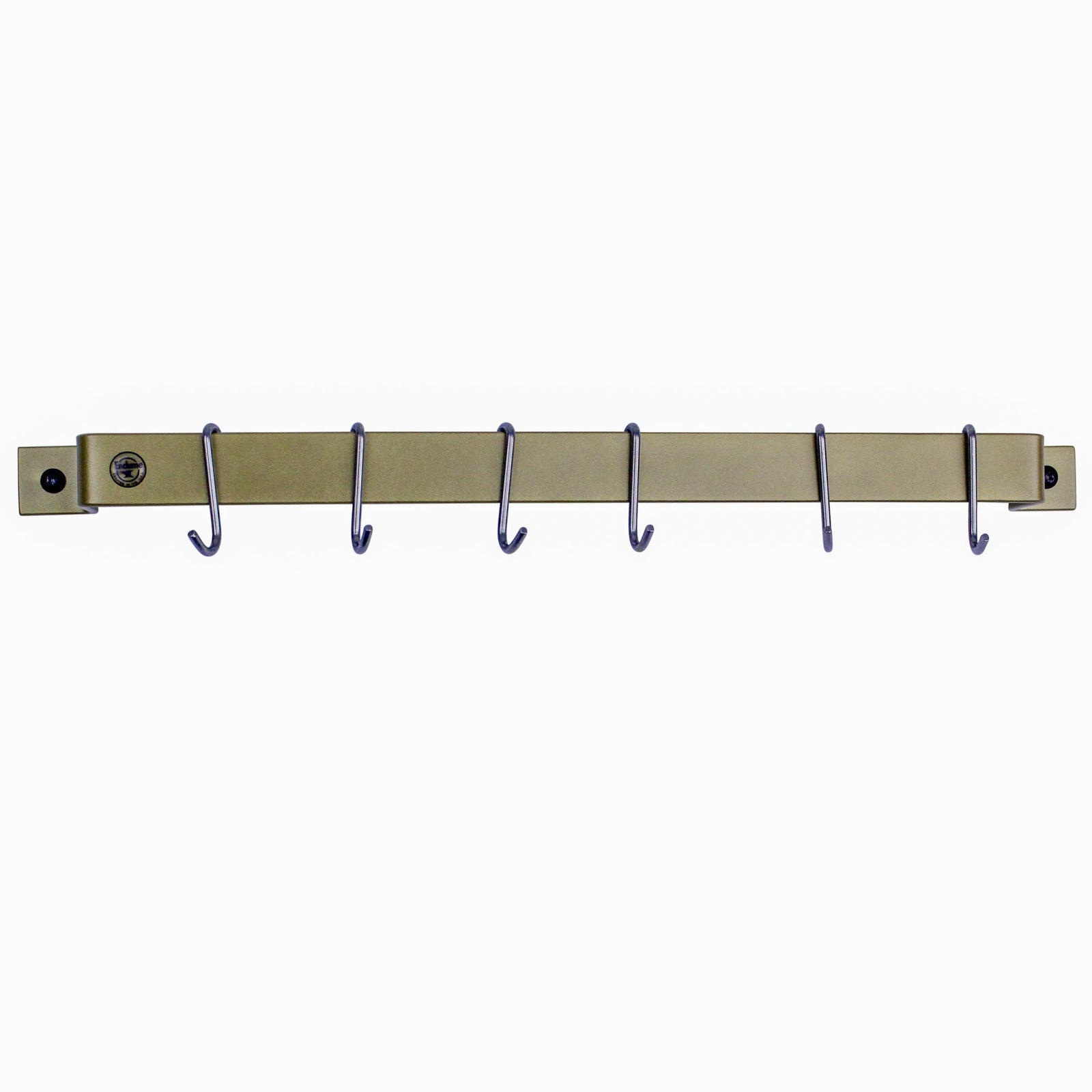 Enclume Wall 24" Handcrafted 24" & 30" Easy Mount Wall Rack Utensil Bar w/ 6 Hooks Brass PC