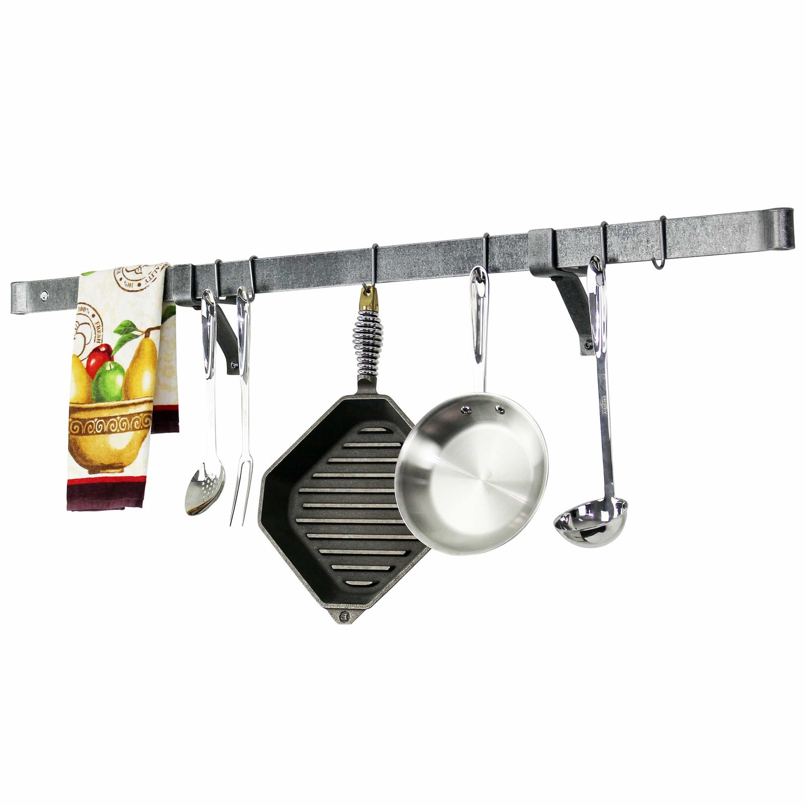 Enclume Wall/Ceiling Hammered Steel / 72" Professional Series Rolled End Bar ONLY (Requires Wall Brackets or Pot Hooks)