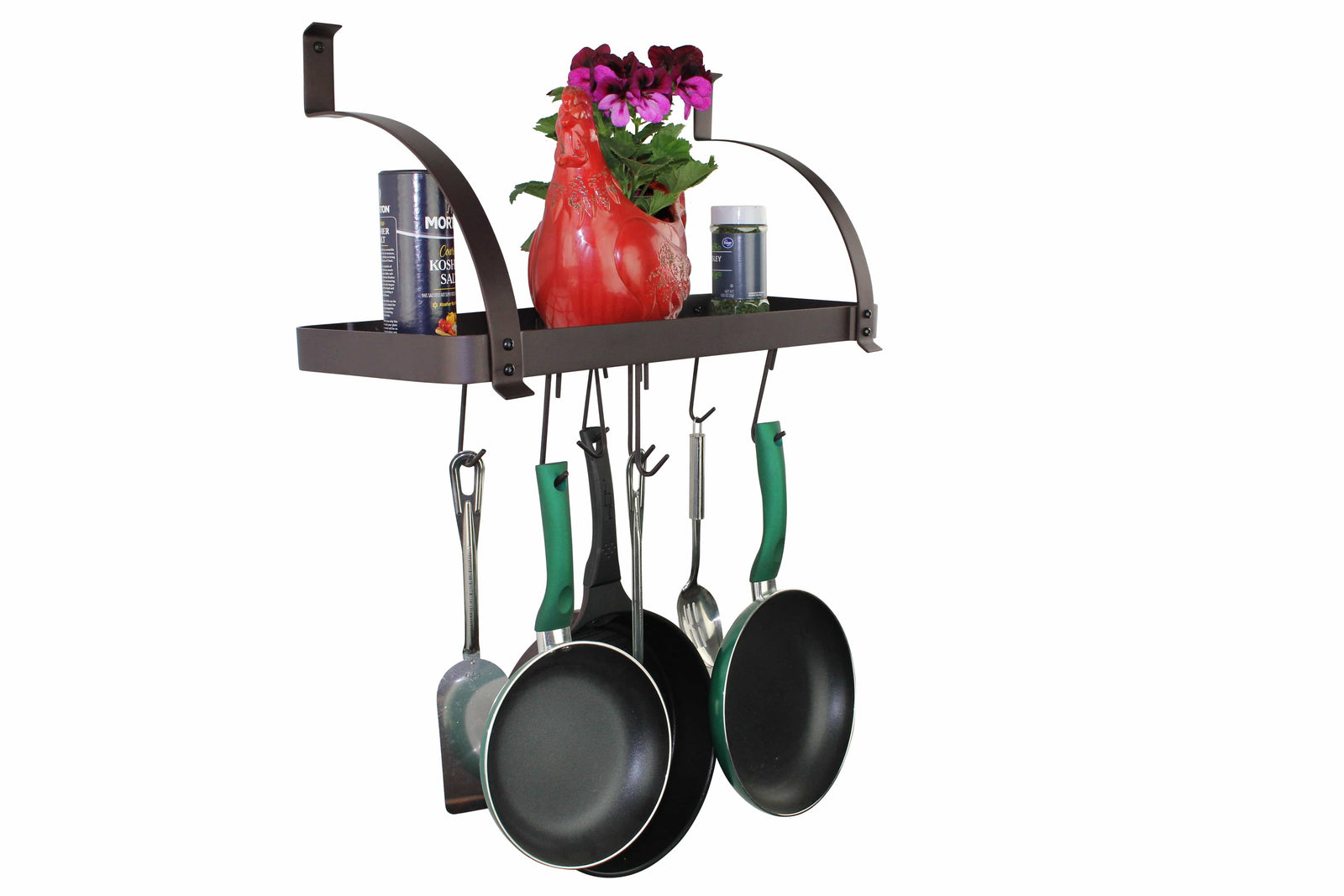 Rack It Up Wall 24" Solid Frame Bookshelf Wall Rack w 8 Hooks Bordeaux