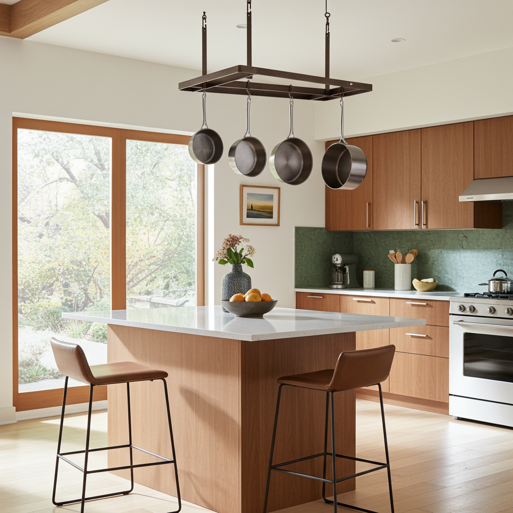 All Bars Ceiling Pot Rack w/ 12 Hooks in Hammered Steel