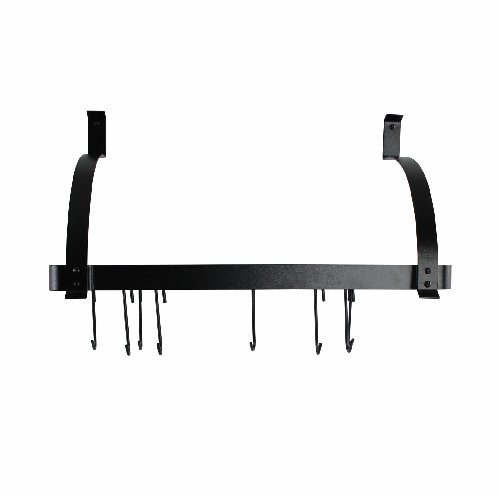 Rack It Up 24" Black Bookshelf Wall Rack with Curved Arms and 8 Hooks