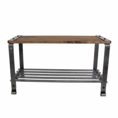 Enclume Multi-purpose Bench with Solid Wood Top and Hammered Steel