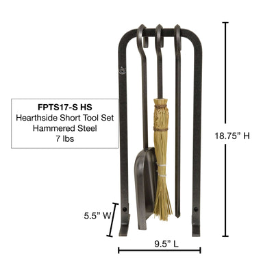 Hearthside Short Tool Set Hammered Steel