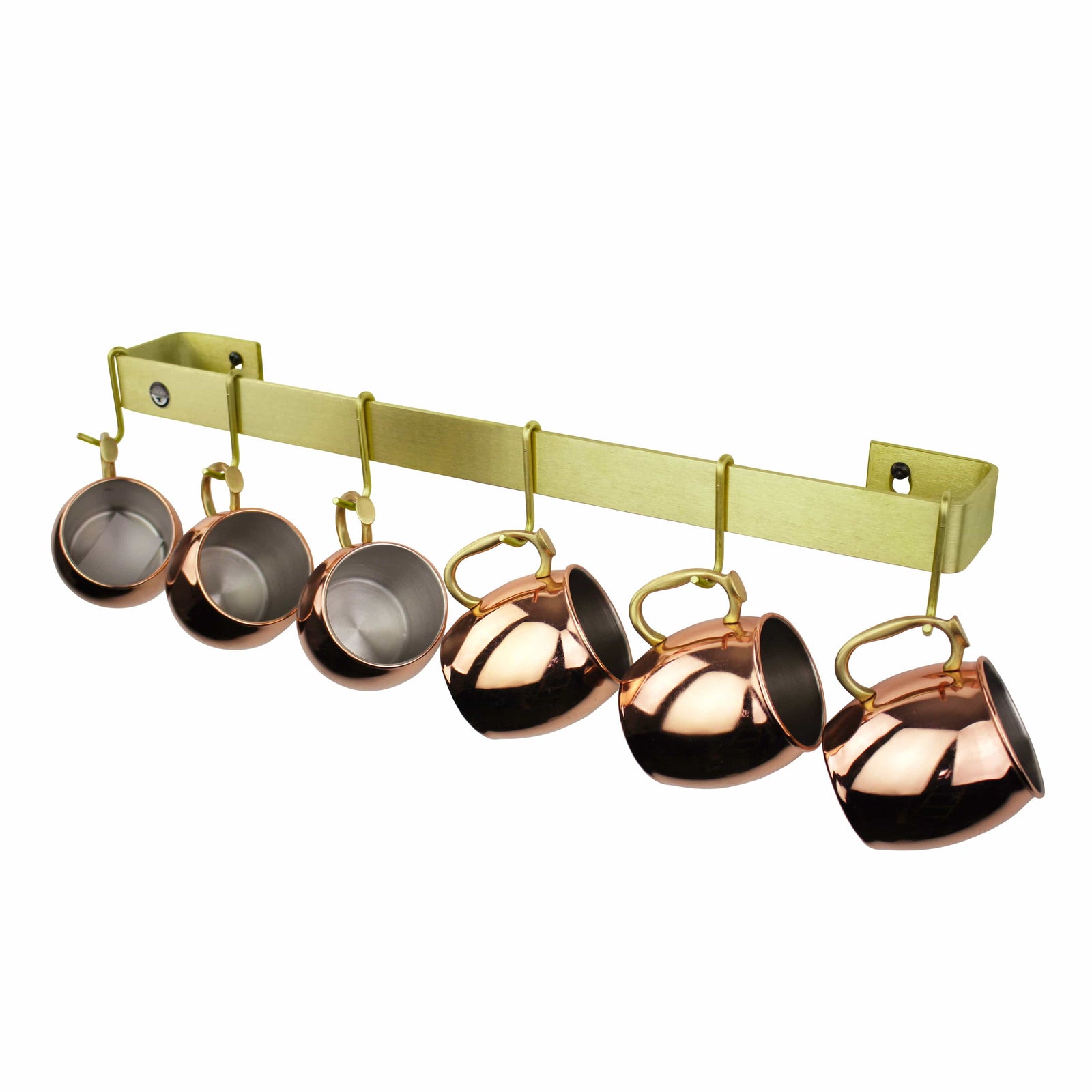 Handcrafted 30" Wall Rack Utensil Bar w 6 Hooks, Brass Fish (CLEARANCE)