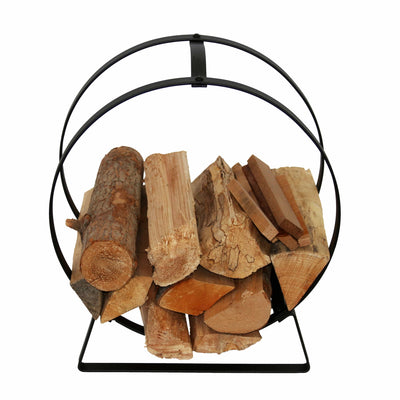 Enclume Handcrafted Indoor/Outdoor Hoop Fireplace Log Rack with Handle