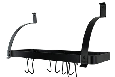 Rack It Up 24" Black Bookshelf Wall Rack with Curved Arms and 8 Hooks