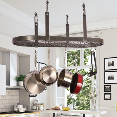 Enclume Four Point Oval Ceiling Pot Rack with 18 Hooks