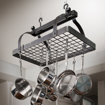 Enclume Classic Rectangle Ceiling Pot Rack with 12 Hooks
