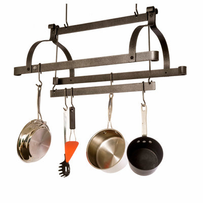 Three Bar Ceiling Pot Rack Hammered Steel - Enclume Design Products