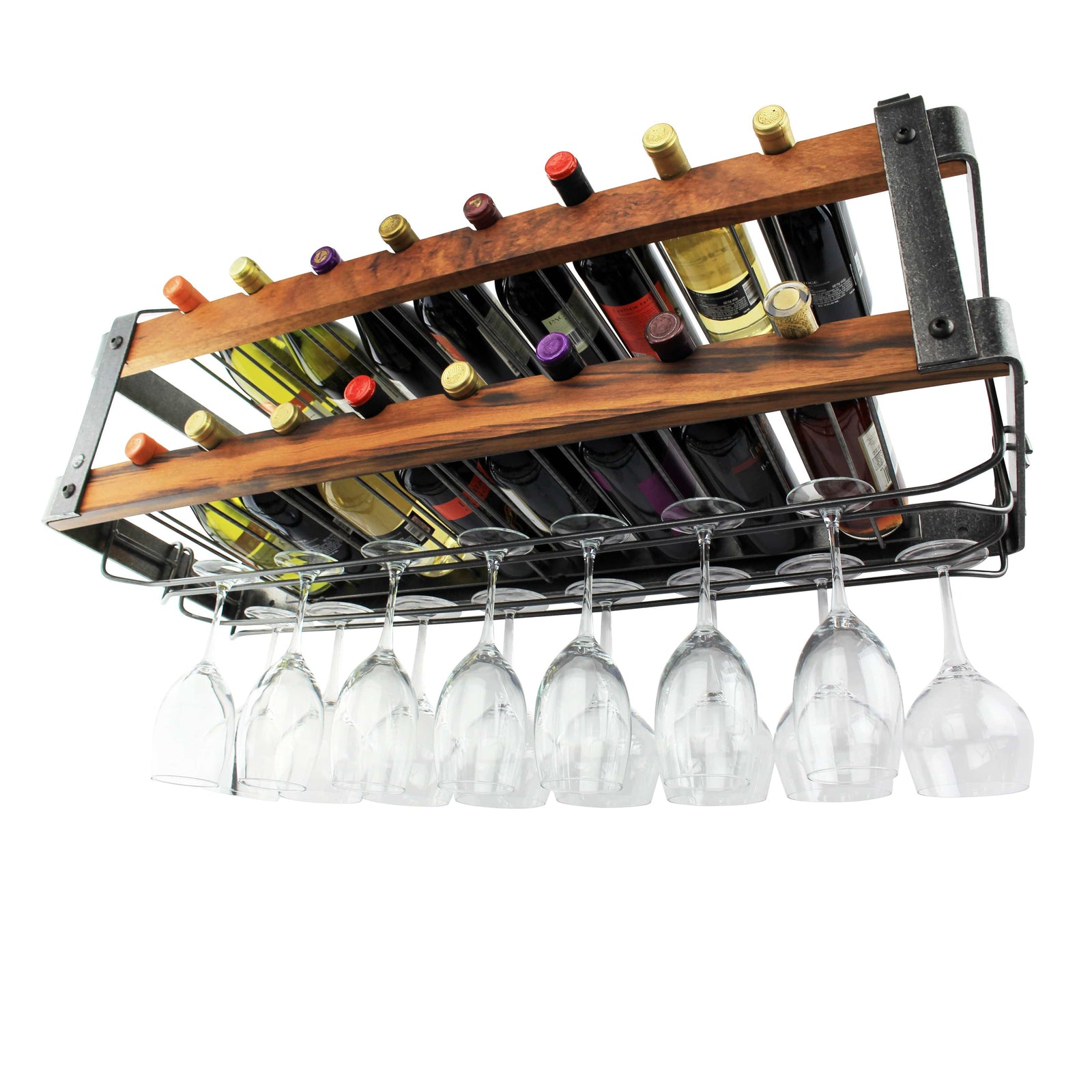Enclume Signature 36" Bookshelf Double Wine Rack in Hammered Steel