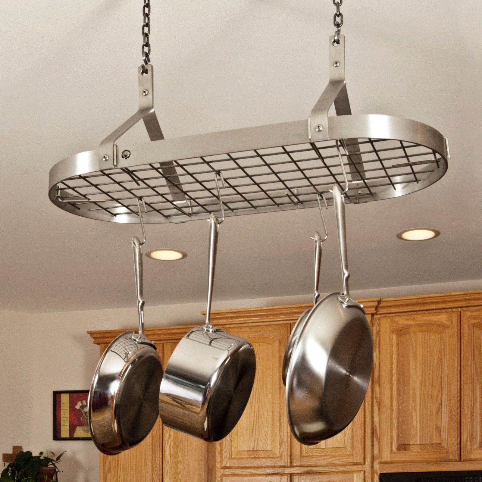 Enclume Ceiling Contemporary Ceiling Pot Rack w/ 12 Hooks in Stainless Steel