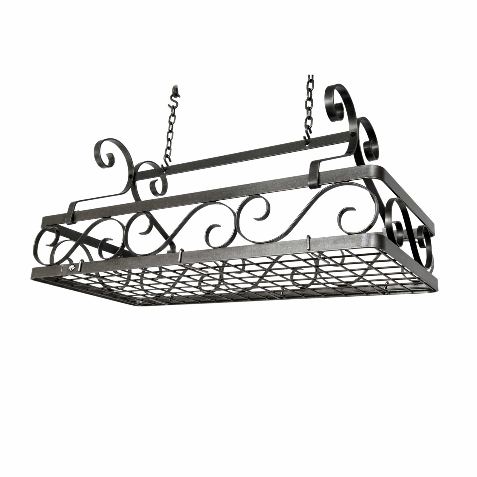 Enclume Ceiling Decor Basket Rack - Large in Hammered Steel