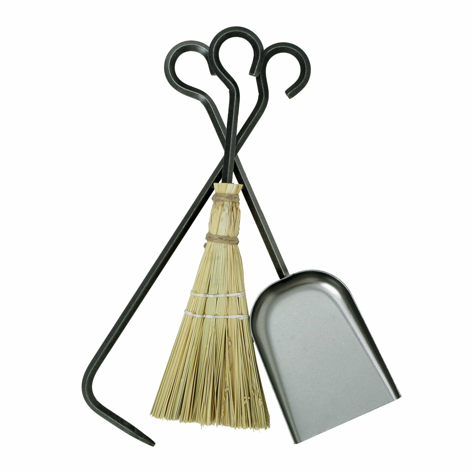 Enclume Floor Short Fireplace Tools Only 3-Pieces Hammered Steel