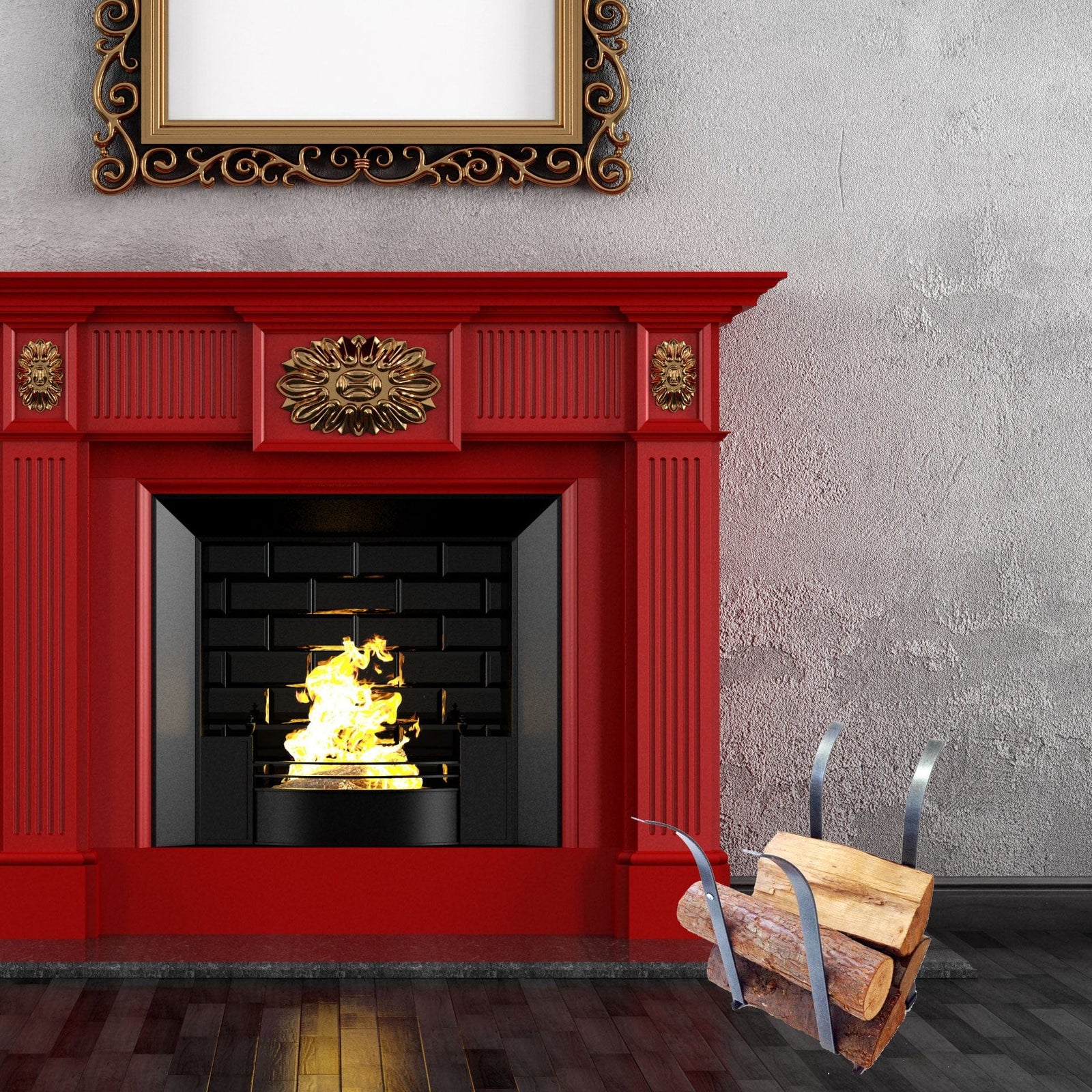 Enclume Floor Tulip Fireplace Log Rack Hammered Steel