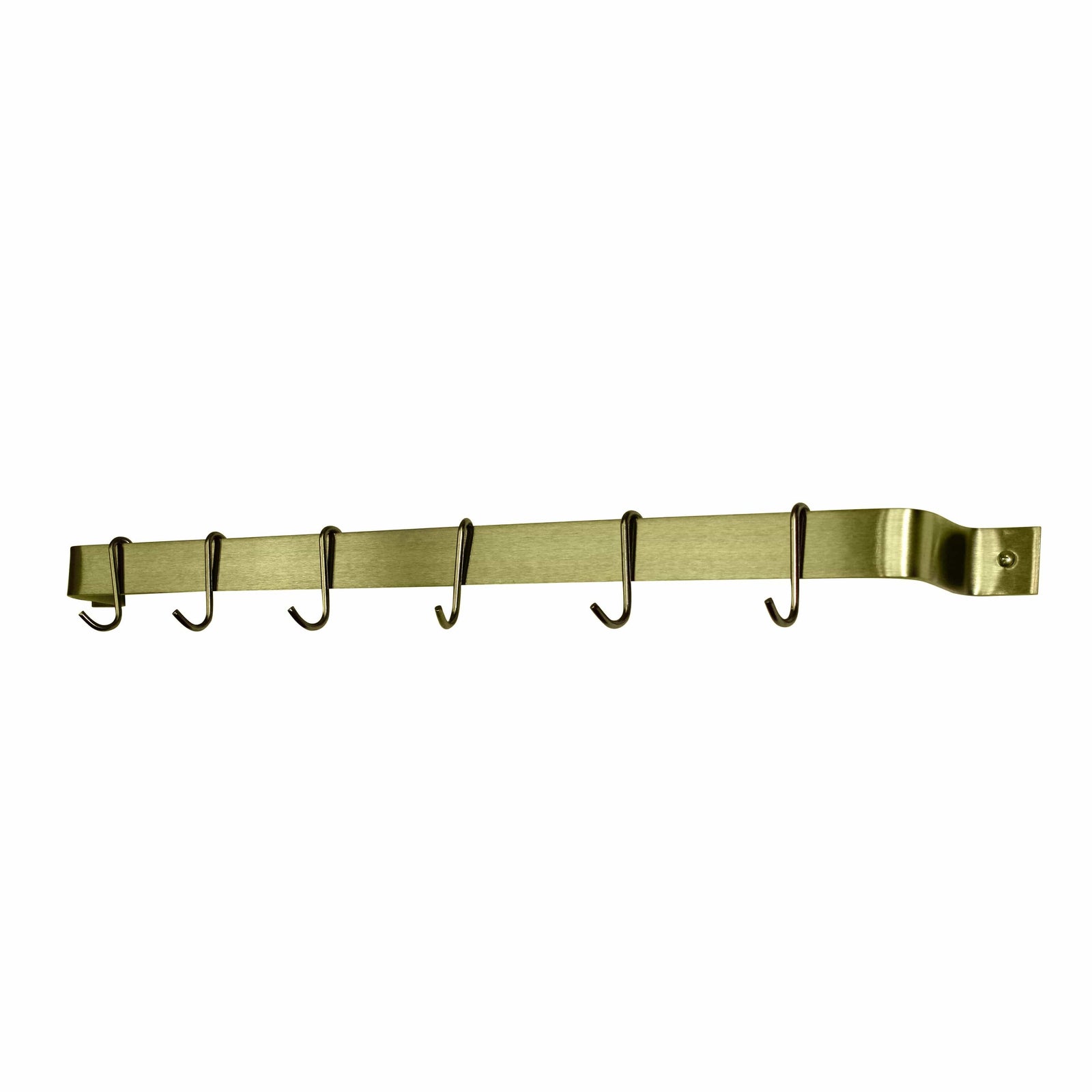 Enclume Wall Handcrafted 24" Easy Mount Wall Rack Utensil Bar w/ 6 Hooks Brass Finish