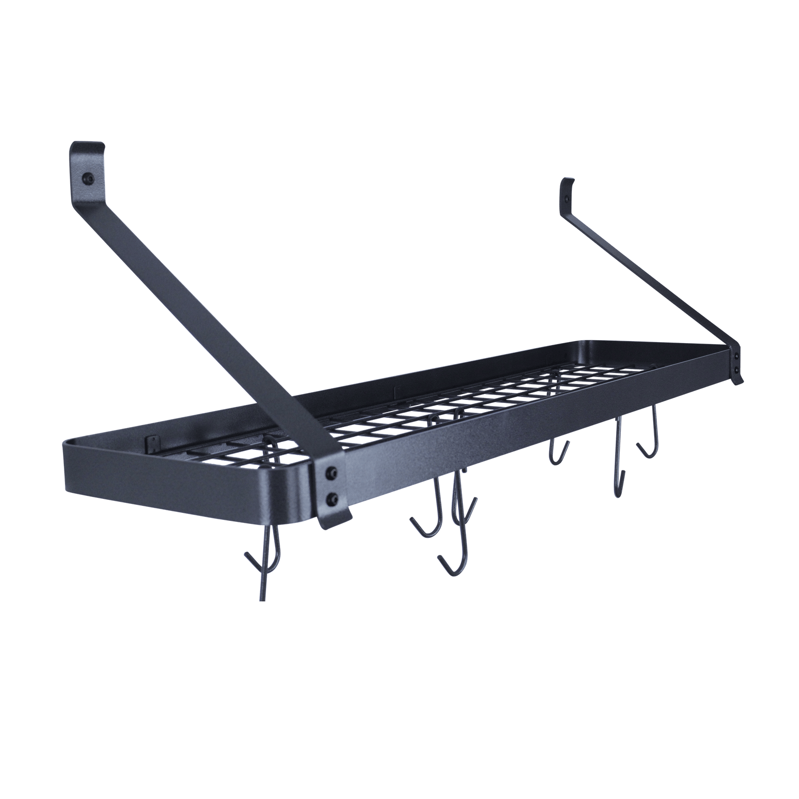 Rack It Up Wall 36" Rack It Up Solid Frame Bookshelf Wall Rack w Straight Arms & 8 Hooks Steel Gray Hammertone