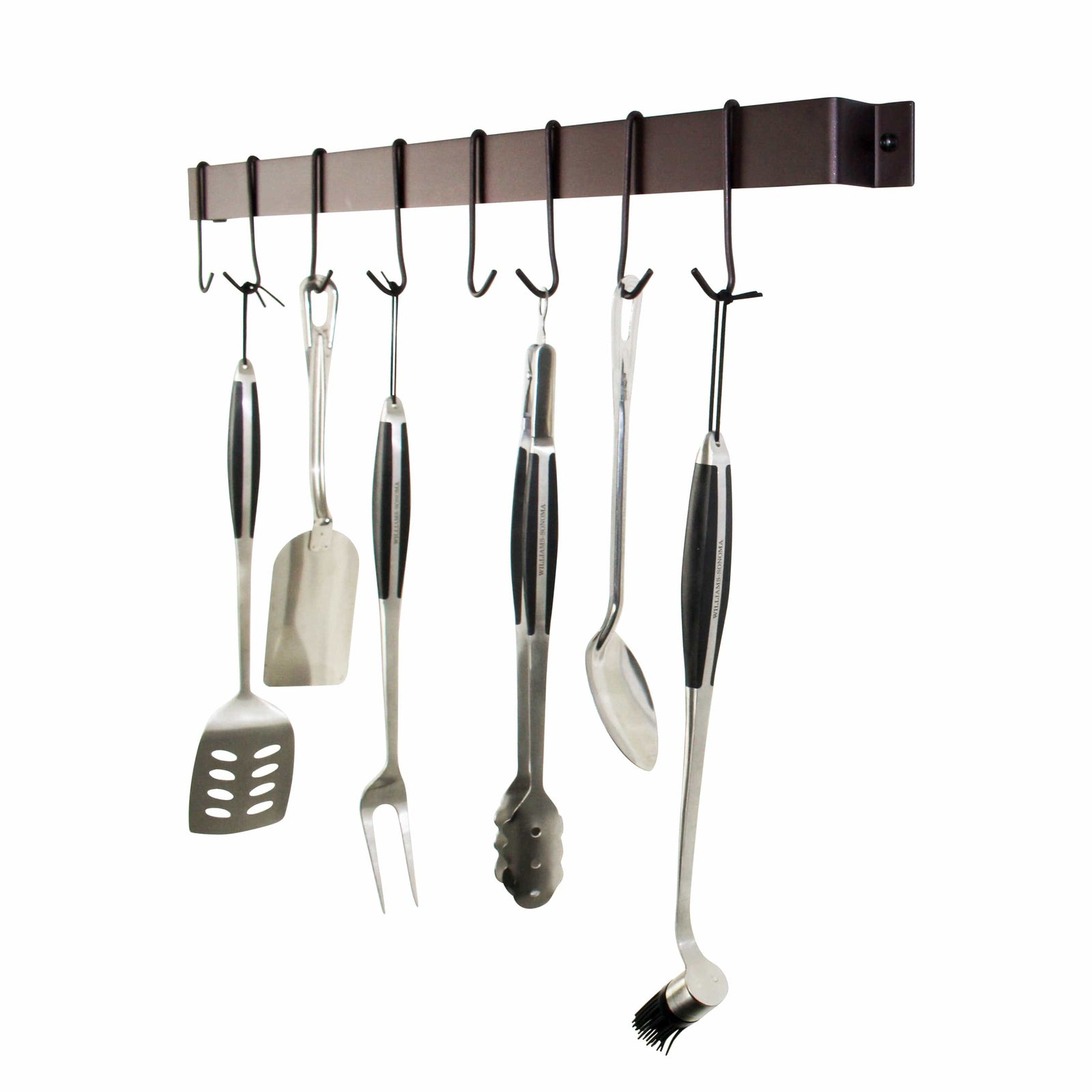 Rack It Up Wall Rack It Up 32" Easy Mount Wall Rack Utensil Bar w 8 Hooks, Bordeaux