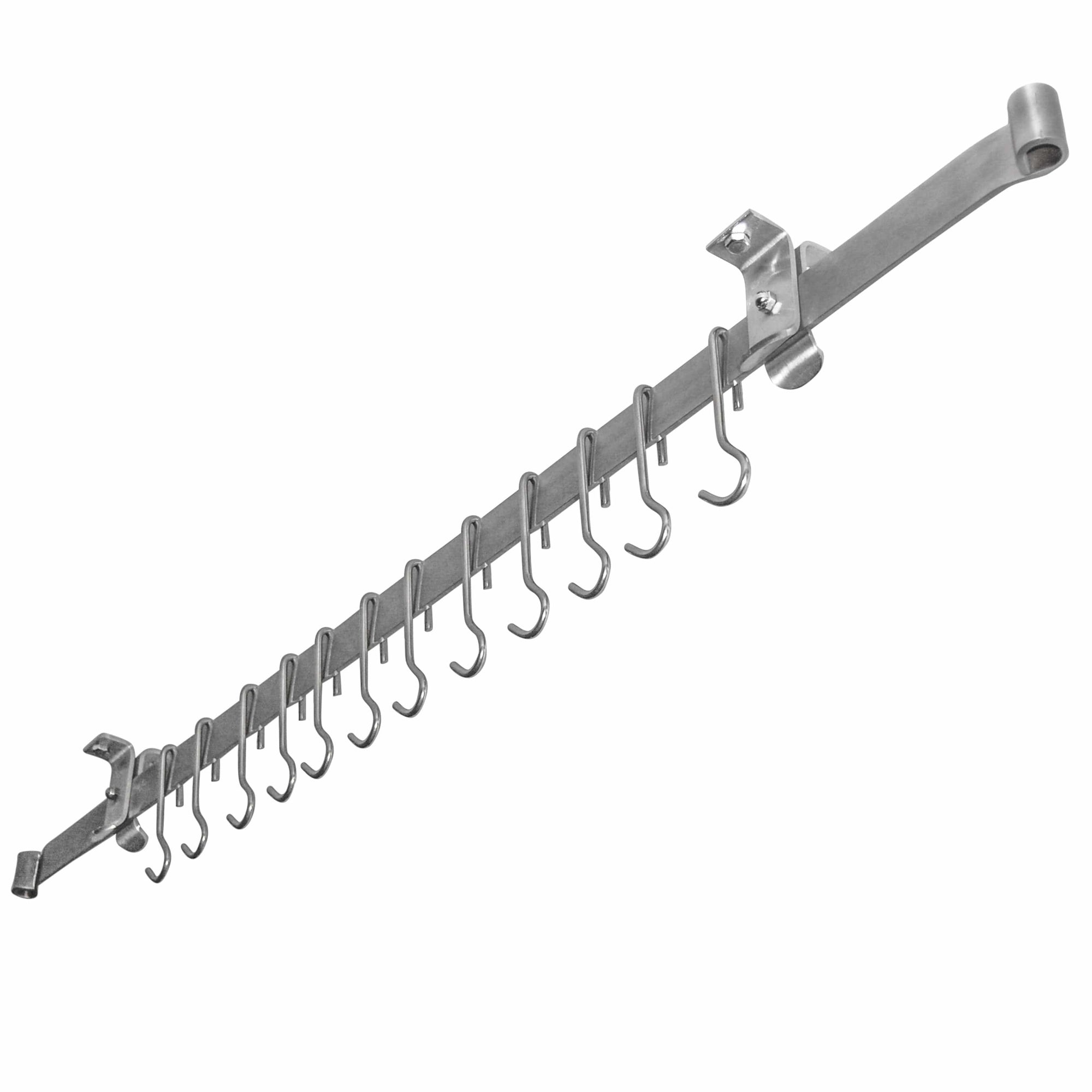 Handcrafted 60 in. Offset Hook Ceiling Bar with 12 Hooks Hammered Steel