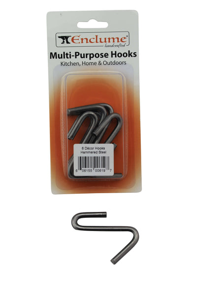 Handcrafted Décor Pot Hooks 6 Pack Hammered Steel