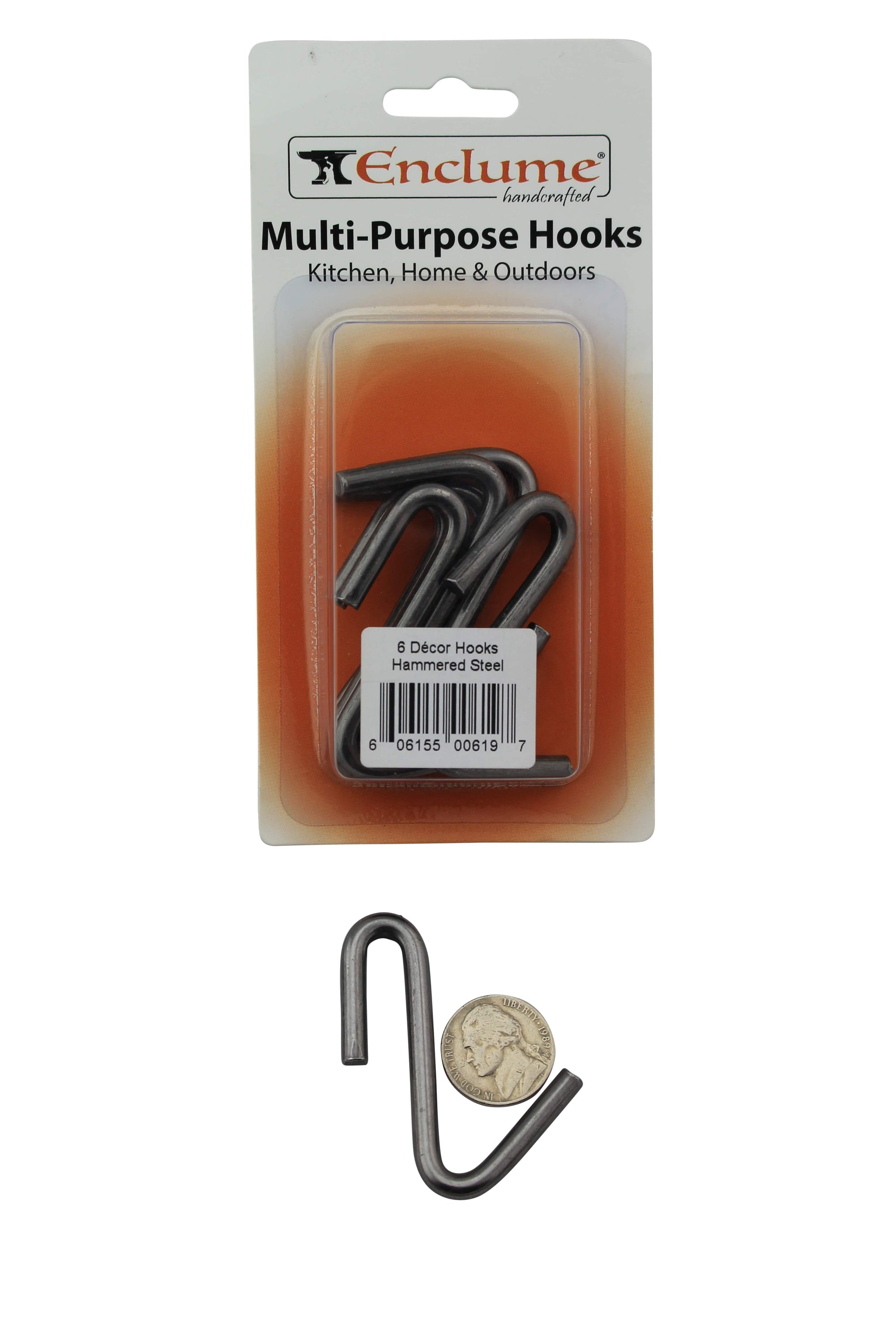 Enclume Handcrafted Decor Pot Hooks 6 Pack Hammered Steel