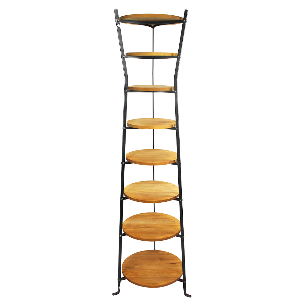 8-Tier Gourmet Hourglass Cookware Stand w/Alder Shelves Hammered Steel