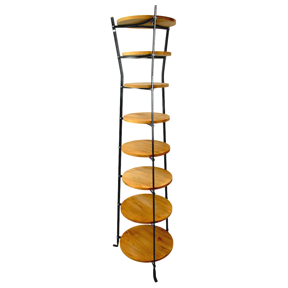 8-Tier Gourmet Hourglass Cookware Stand w/Alder Shelves Hammered Steel