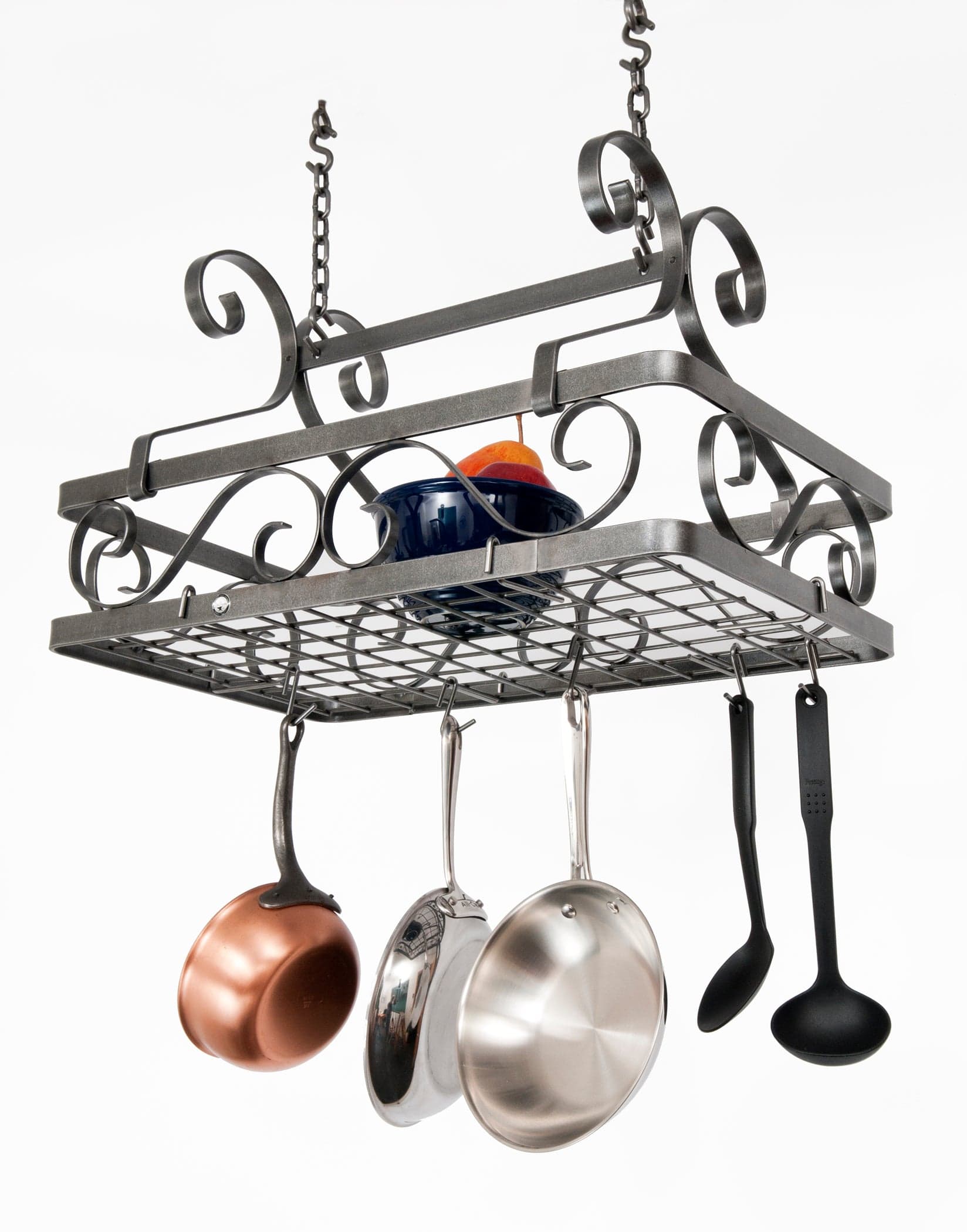 Enclume Handcrafted Small Decor Basket Rack in Hammered Steel