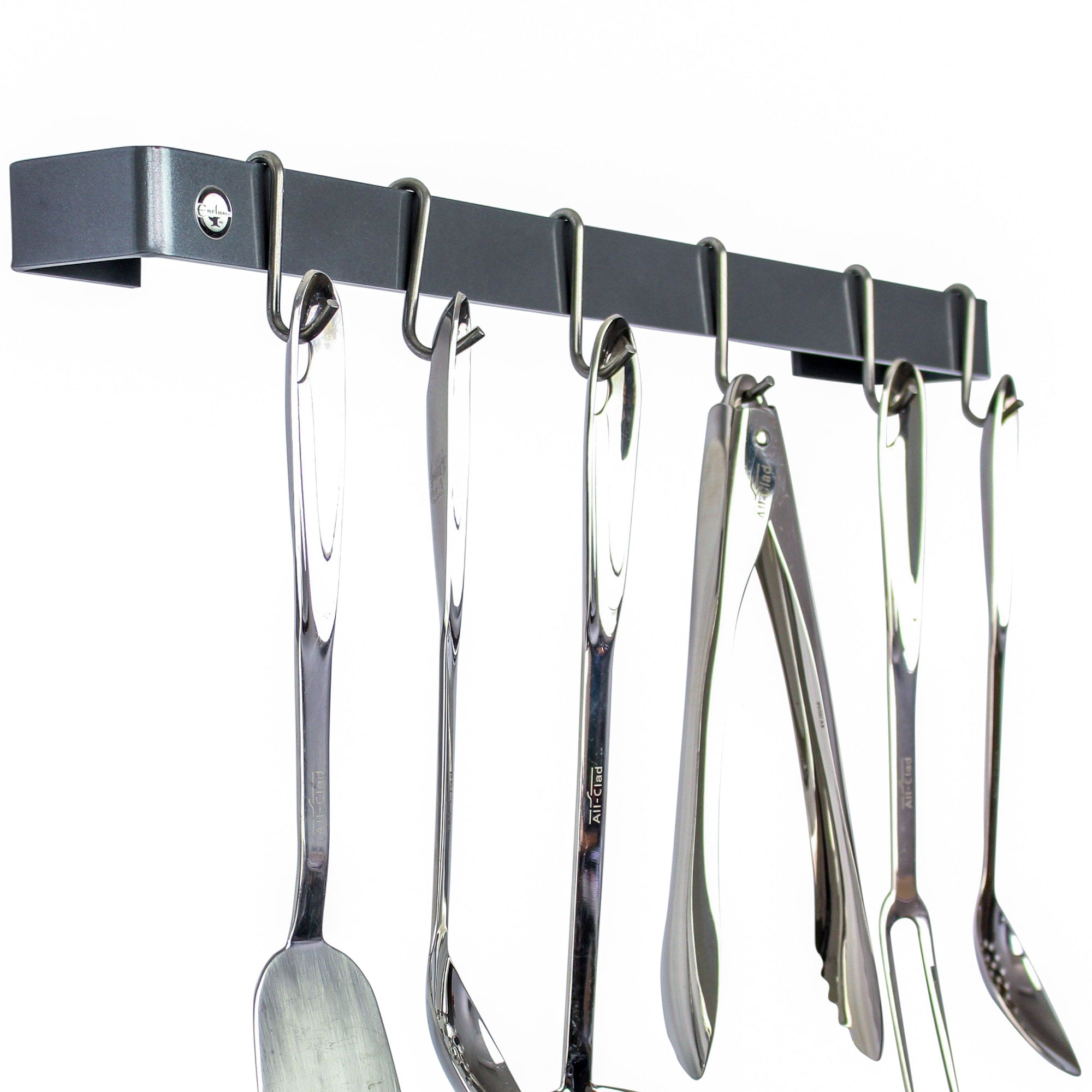 Enclume Handcrafted 18" Graphite Blue Wall Rack Utensil Bar, 6 Hooks