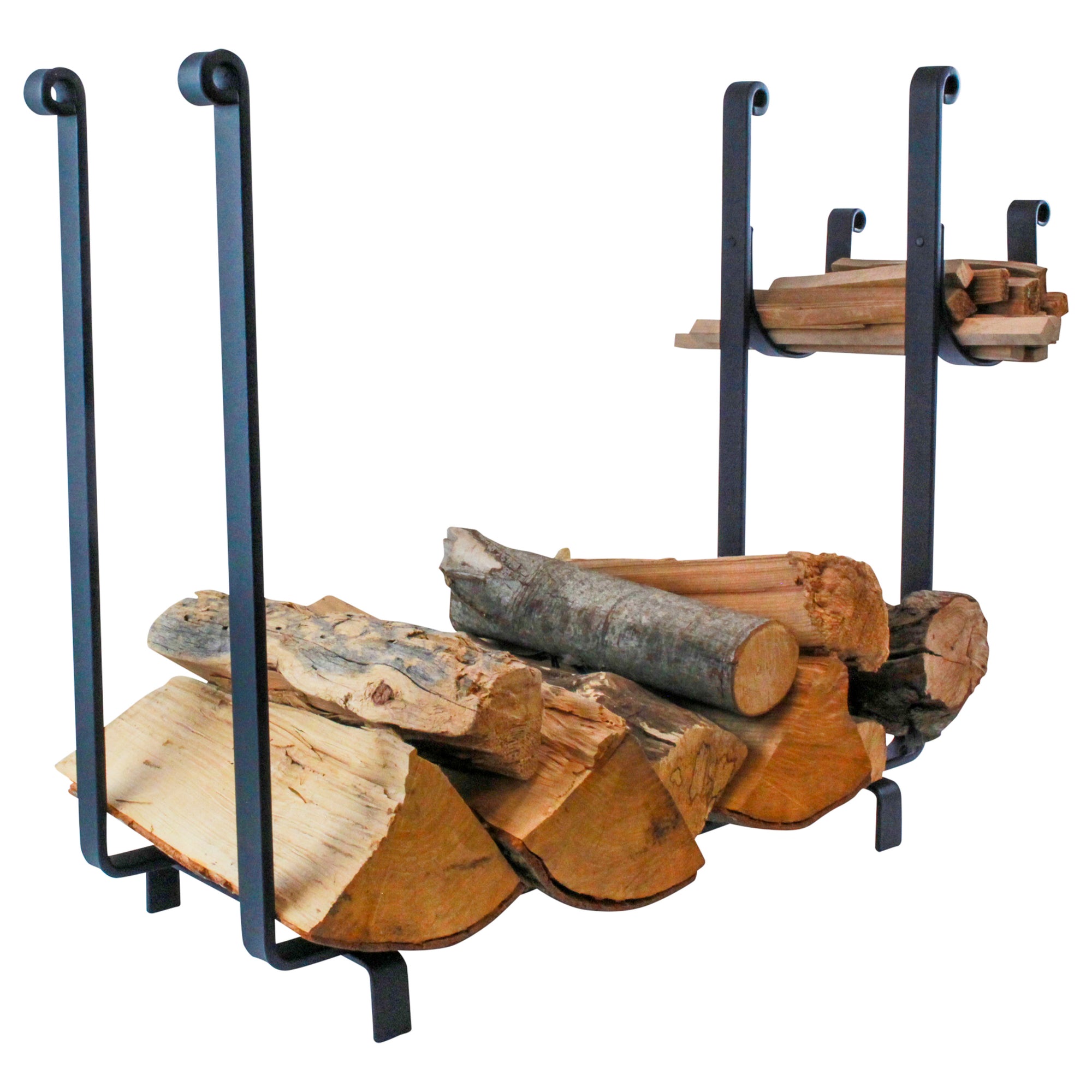 Large Rectangle Fireplace Log Rack Black