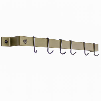 Enclume Handcrafted 24" & 30" Brass Easy Mount Wall Rack with 6 Hooks