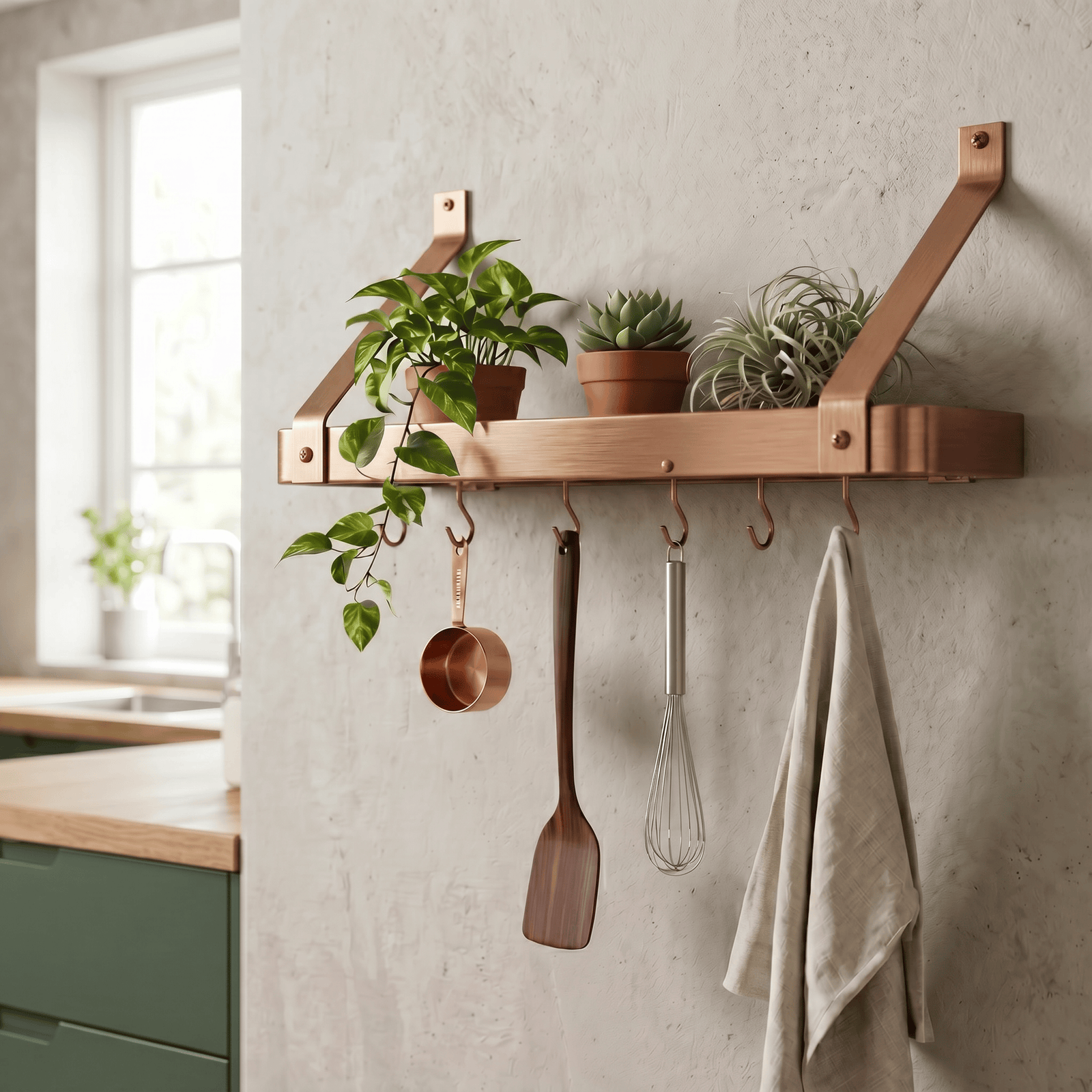 24" Gourmet Bookshelf Wall Rack w/ 12 Hooks