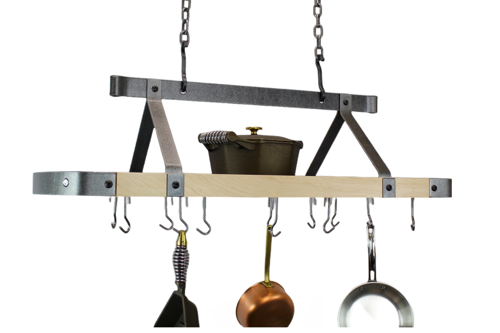 Enclume Signature 45" Oval Ceiling Pot Rack in Hammered Steel