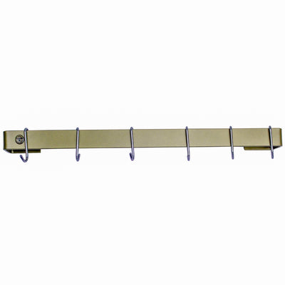 Handcrafted 24", 30" & 36"  Classic Wall Rack w 6 Hooks, Brass PC